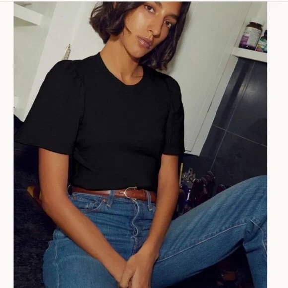 Nation Ltd Savanna Flutter Sleeve Tee - Black Small - Picture 2 of 9